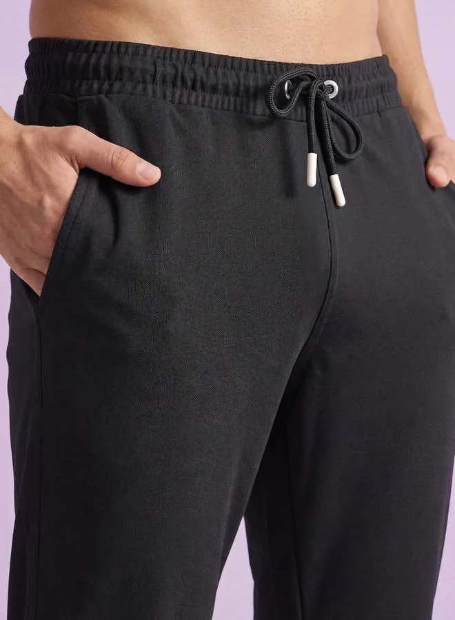 Clans&Hans Men Black Regular Fit Solid Track Pants